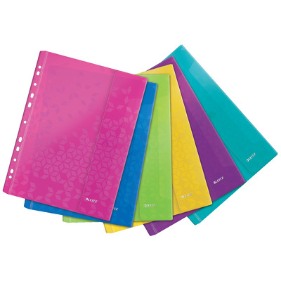 Folie protectie color Leitz Wow cu arici, 6 buc/set - diverse culori