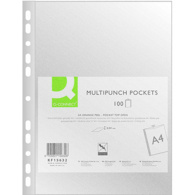 Folie protectie pentru documente A4, 40 microni, 100folii/set, Q-Connect - transparenta