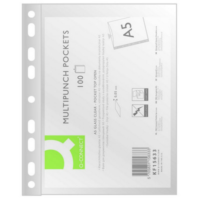 Folie protectie pentru documente A5, 50 microni, 100folii/set, Q-Connect - cristal