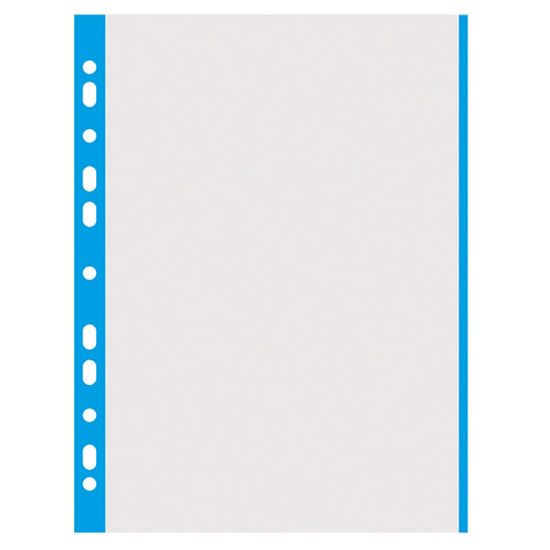 Folie protectie transparenta, cu margine color, 40 microni, 100 folii/set, Donau - margine albastra