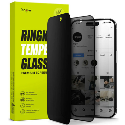 Folie sticla securizata pentru iPhone 15 Pro, Ringke Tempered Glass Privacy