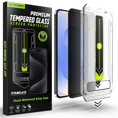 Folie sticla securizataTitanGlass CrystalHD Privacy cu suport pentru amprenta in ecran, pentru Samsung Galaxy S25 si Galaxy S24