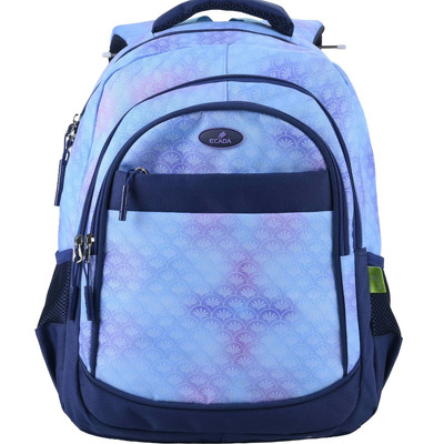 Ghiozdan adolescenti cu 4 compartimente albastru/roz/mov, 46 cm