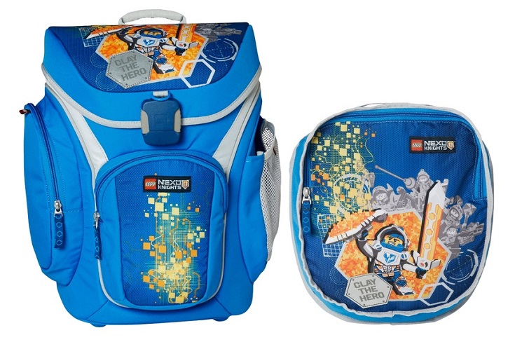Ghiozdan scoala Explorer cu sac sport, Lego Core Line - design bleu Nexo Knights