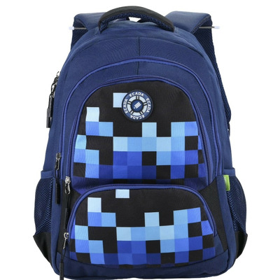 Ghiozdan scolar 46 cm, model pixel albastru