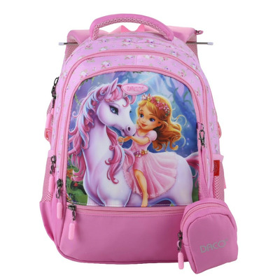 Ghiozdan scolar roz cu 4 compartimente, 38 cm
