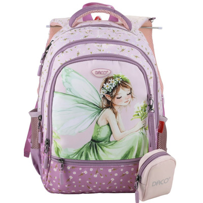 Ghiozdan scolari cu 4 compartimente roz, 38 cm