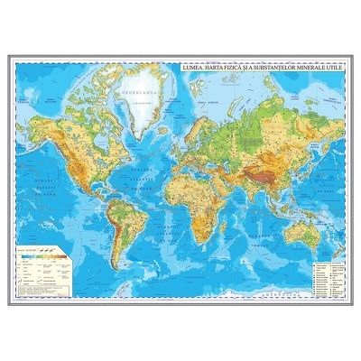 Harta fizica a lumii 1600x1200mm, fara sipci