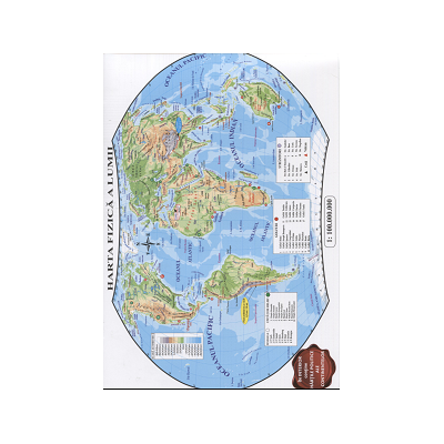 Harta fizica a lumii - Contine hartile politice ale continentelor (Conform programei scolare in vigoare)