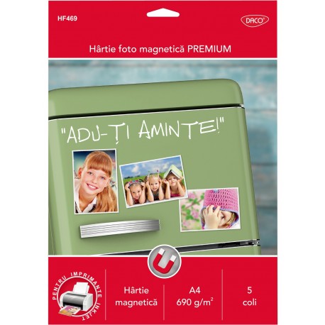 Hartie foto, magnetica A4 690g 5 coli, Daco