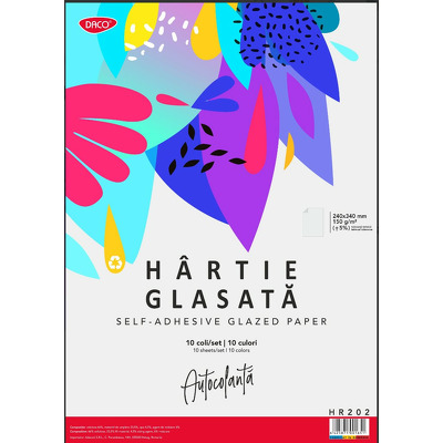 Hartie glasata autocolanta lucioasa 10 file/set