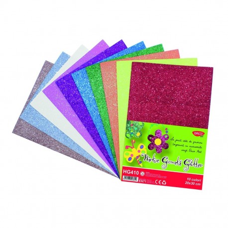 Hartie gumata glitter 10 culori, Daco