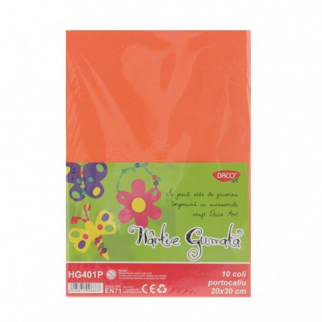 Hartie gumata portocaliu 10 coli, Daco