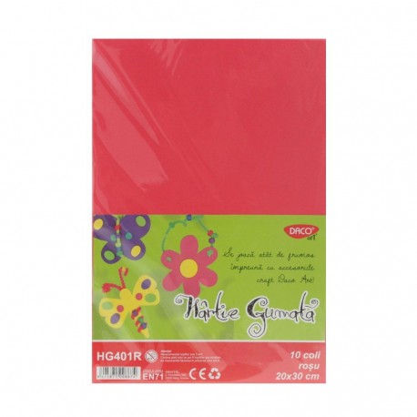 Hartie gumata rosu 10 coli, Daco