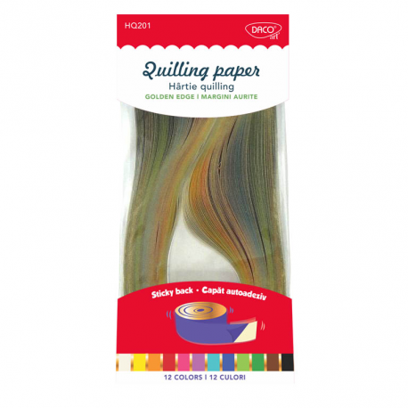 Hartie quilling 42.5X0.5 cm 200/set DACO HQ201 margini aurite