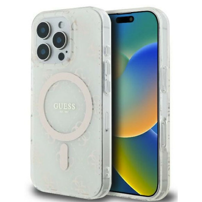 Husa Guess IML 4G Background MagSafe GUHMP16LH4DTEH pentru iPhone 16 Pro, alba Husa Guess IML 4G Background MagSafe GUHMP16LH4DTEH pentru iPhone 16 Pro, alba