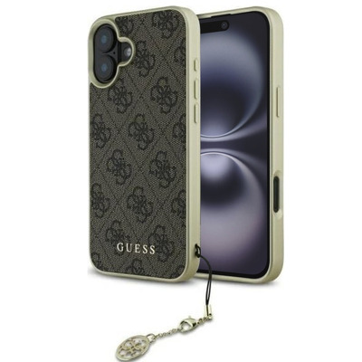 Husa pentru iPhone 16 Guess Hardcase 4G Charms Collection, maro