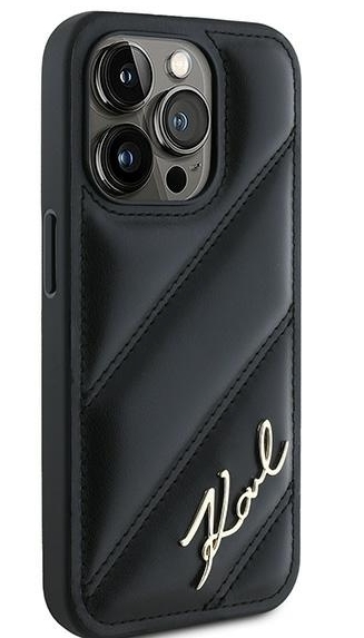 Husa smartphone - Diagonal Quilted Script pentru iPhone 15 Pro Max, Karl Lagerfeld - Black
