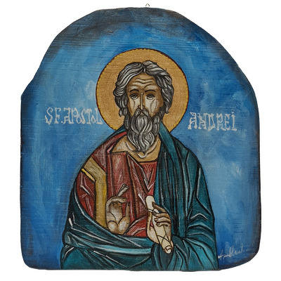 Icoana Sfantul Andrei pictata pe lemn