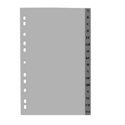Index plastic gri, A4, 120 microni, alfabetic A-Z, Optima
