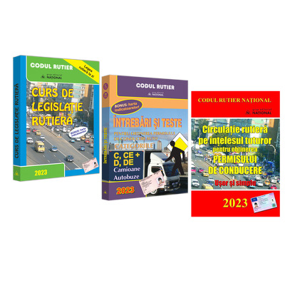 Intrebari, teste si legislatie pentru obtinerea permisului de conducere auto, categoriile C, CE, D, DE. Set trei carti