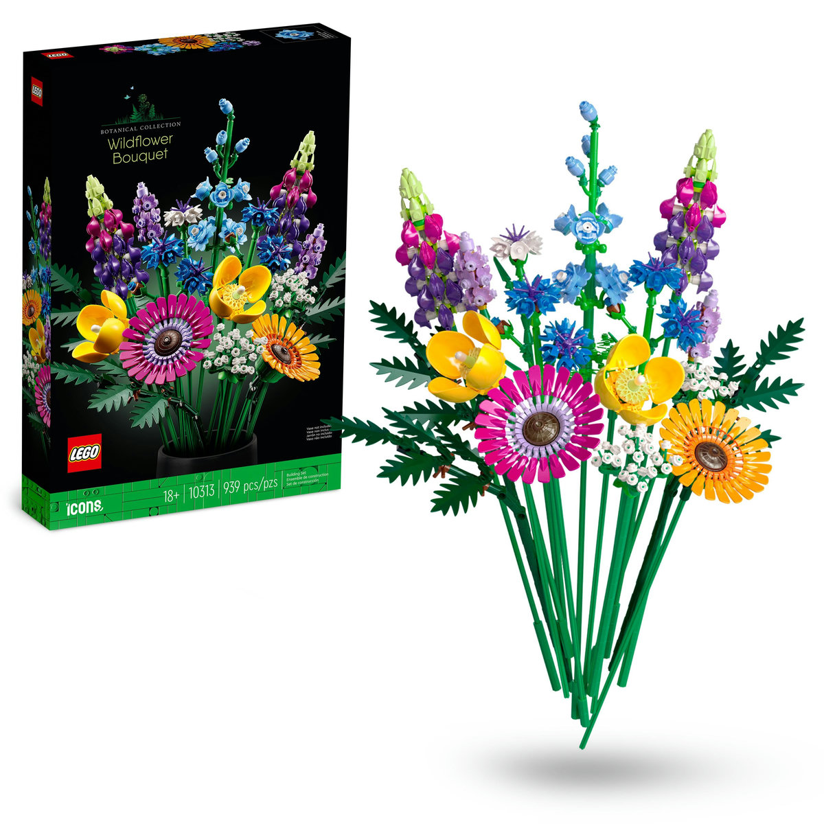 LEGO. Buchet de flori de camp cu 939 piese pentru constructie si decor interior