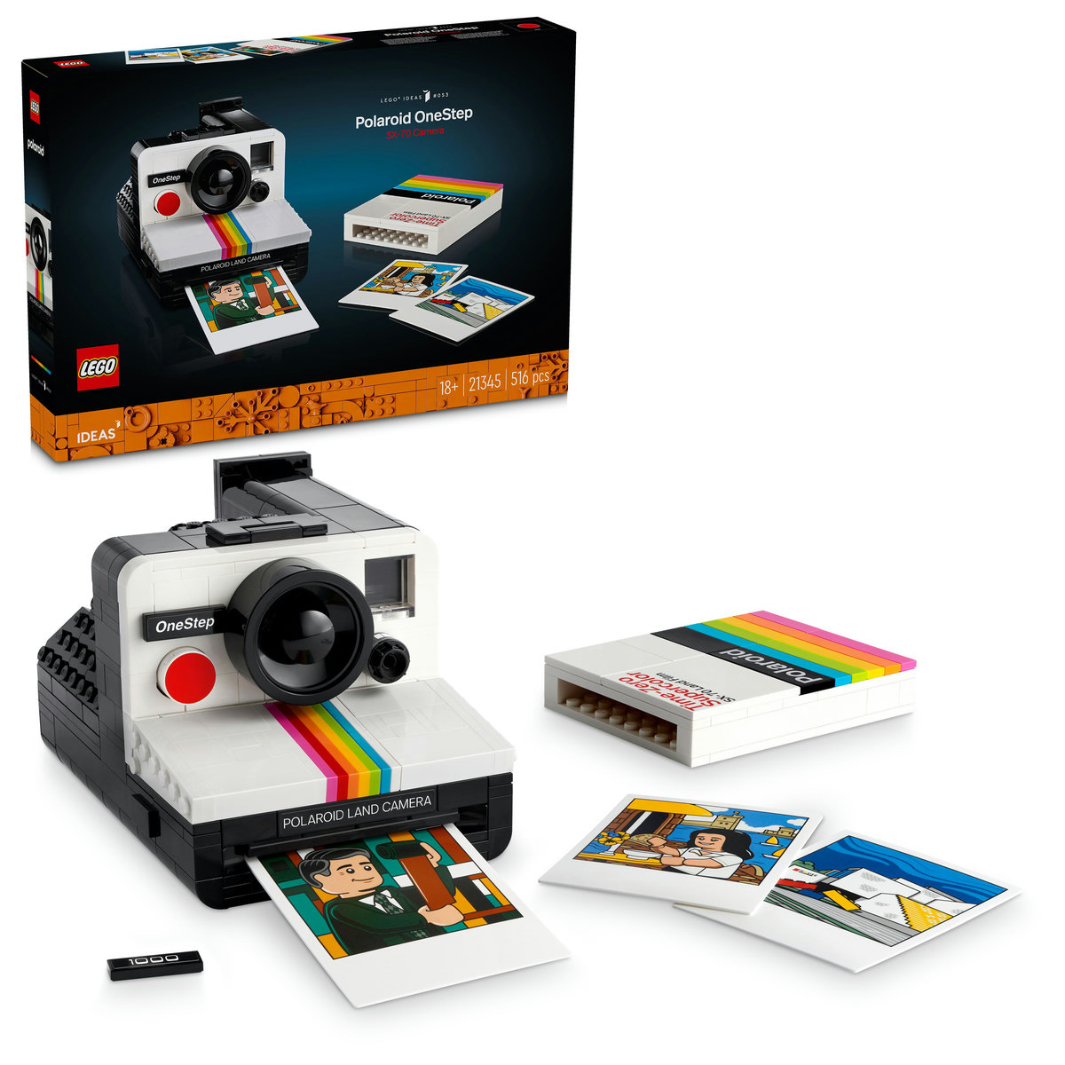 LEGO. Camera foto Polaroid OneStep SX-70 cu 1512 piese pentru constructie si expunere
