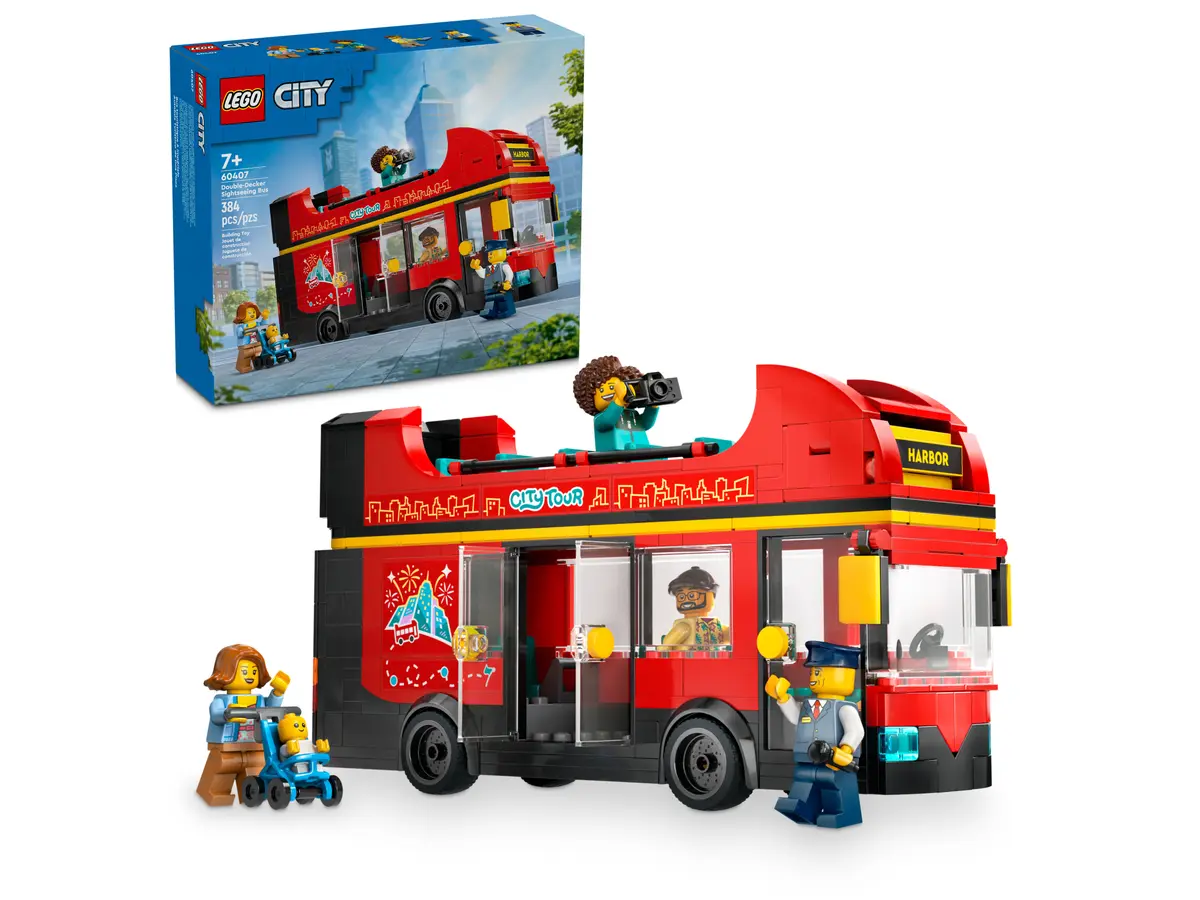 LEGO City. Autobuz turistic rosu cu etaj