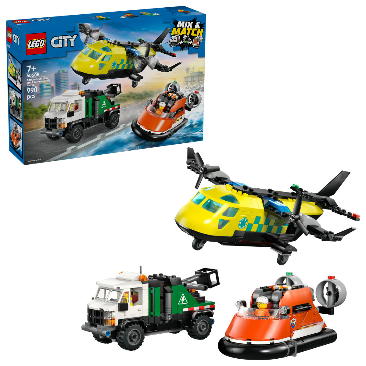 LEGO City. Avion, autospeciala de service si aeroglisor