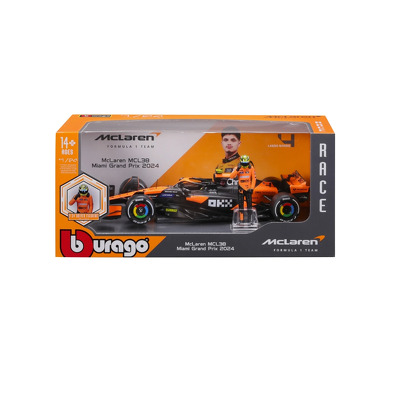 Macheta Bburago formula cu figura - Mclaren Mcl38 #4 Lando Norris