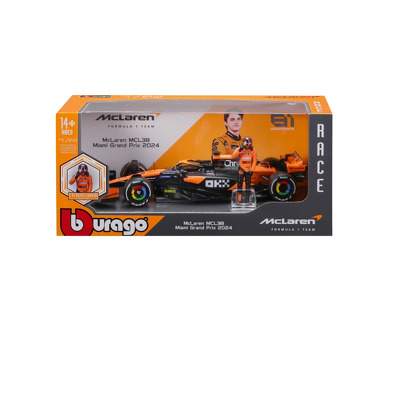 Macheta Bburago formula cu figura Mclaren Mcl38 #81 Oscar Piastri