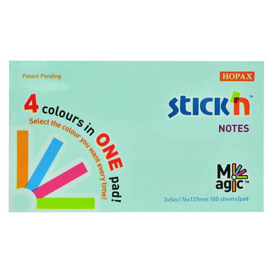 Magic notes autoadeziv 76 x 127 mm, 100 file, Stick Magic Notes - 4 culori pastel