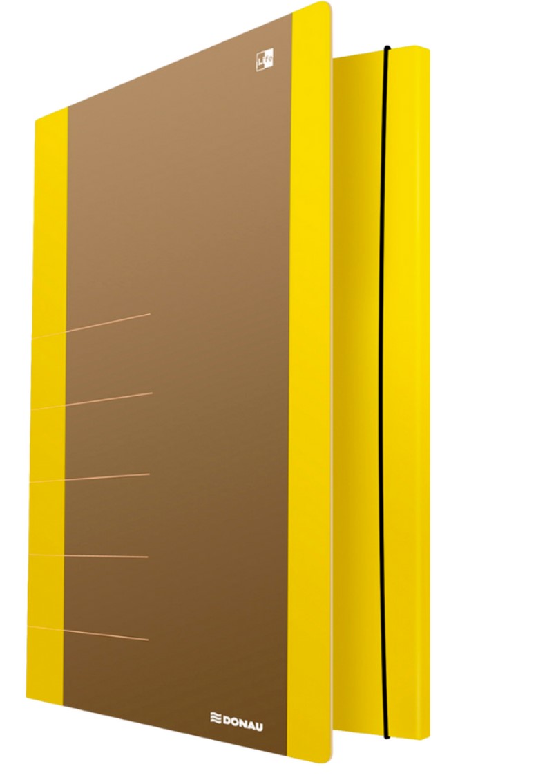 Mapa din carton, cu elastic, 500gsm, 250 x 350mm, cu margine galbena