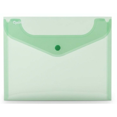 Mapa PP protectie documente A5 landscape, inchidere cu capsa, 10/set, verde transparent