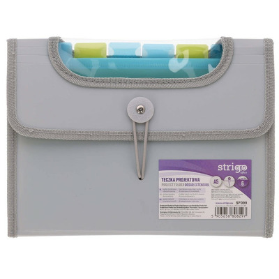 Mapa Strigo Plastic Extensibil A5, 6 Compartimente, gri