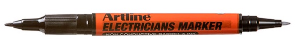 Marker Artline, pentru electricieni, corp plastic, 2 capete, varfuri rotunde 0.4/1.0mm - negru