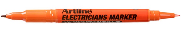 Marker Artline, pentru electricieni, corp plastic, 2 capete, varfuri rotunde 0.4/1.0mm - orange