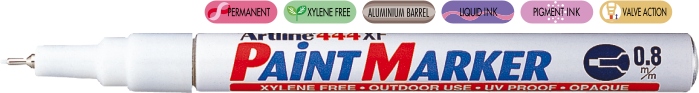 Marker cu vopsea 444XF, corp metalic si varf rotund 0.8mm - alb