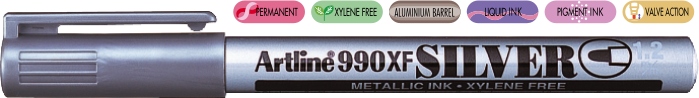 Marker cu vopsea 990XF, corp metalic, varf rotund 1.2mm - argintiu