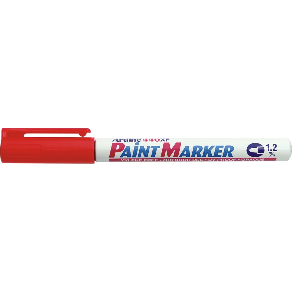 Marker cu vopsea varf rotund 1.2mm - rosu 440XF, corp metalic