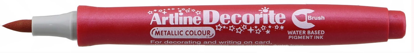Marker Decorite varf flexibil (tip pensula) - rosu metalizat