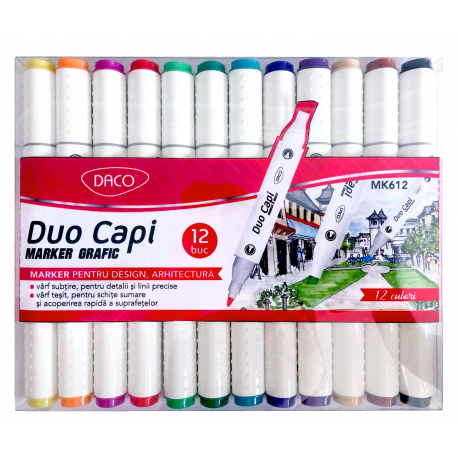 Marker grafic set 12 Duo Capi, Daco MK612