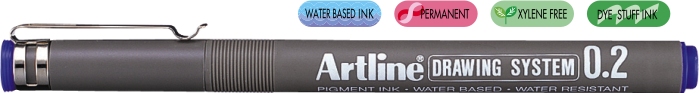 Marker pentru desen tehnic, varf fetru 0.2mm - albastru