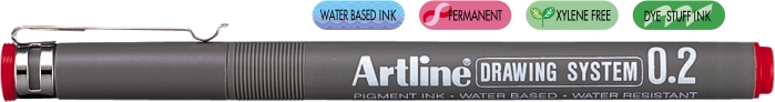 Marker pentru desen tehnic, varf fetru 0.2mm - rosu
