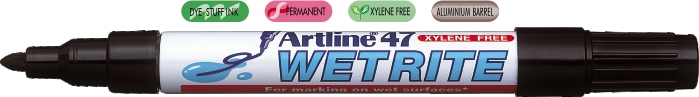 Marker pentru suprafete umede, corp metalic, varf rotund 1.5mm - negru