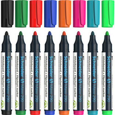 Marker pentru tabla de scris flipchart Maxx 290 cu varf rotund 2-3mm, 8 culori/set