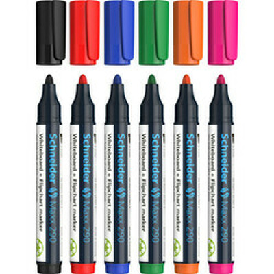 Marker pentru tabla de scris si flipchart Maxx 290 cu varf rotund 2-3mm, 6 culori