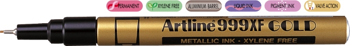Marker cu vopsea varf rotund 0.8mm - auriu Artline 999XF, corp metalic