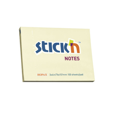 Notes autoadeziv 76 x 101 mm, 100 file, Stick - galben pastel