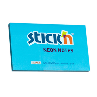 Notes autoadeziv 76 x 127 mm, 100 file, Stick - albastru neon